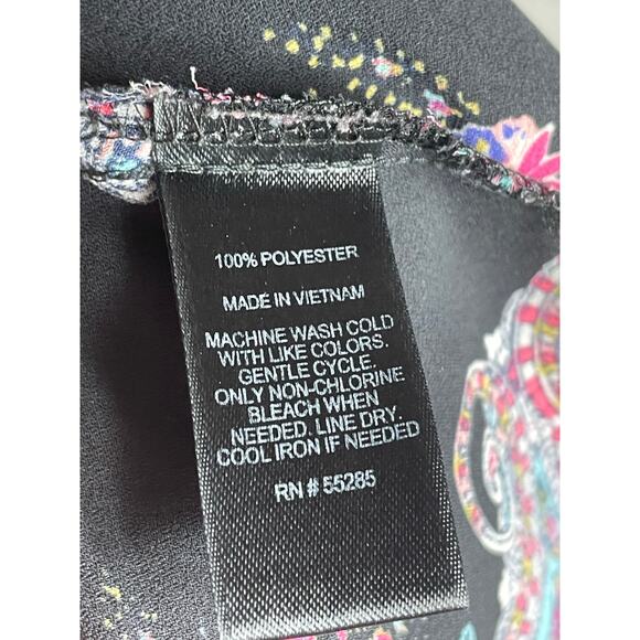 Express Women’s Paisley Button Down Shirt XS Black Multicolor Boho Blouse - Picture 7 of 10